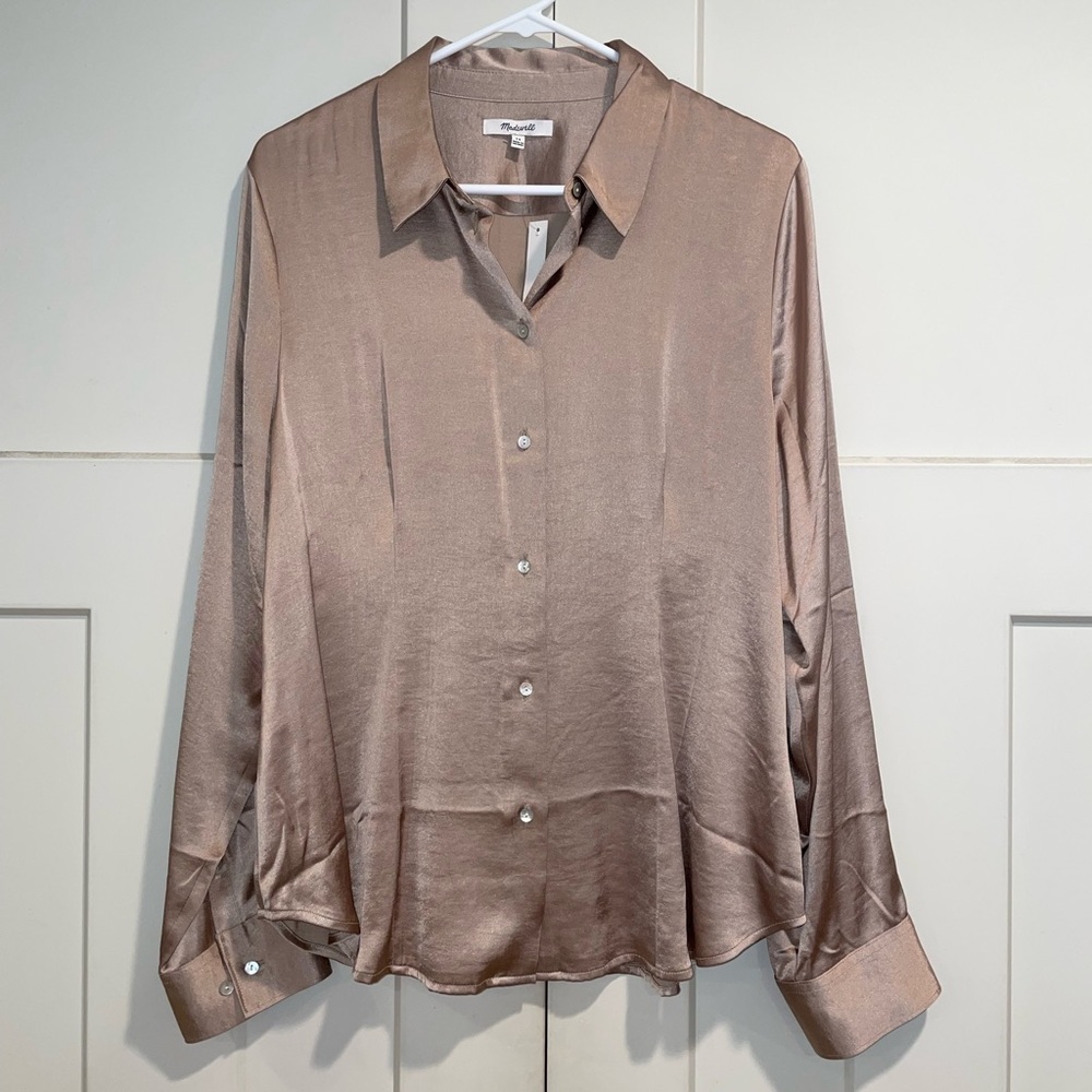 Madewell Shimmering Taupe Blouse New with Tags